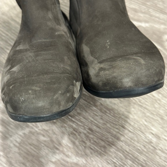 Arche France Calfskin Suede Leather Ankle Boots Taupe Gray Wedge Zip Booties 8.5 - Picture 4 of 9